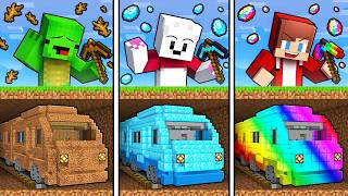 Mikey & JJ POOR vs OVERPOWERED Underground Train Battle (Maizen Minecraft)