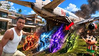GTA 5 : Franklin & Shinchan Find Elemental Bikes From A Crashed Plane! 😱✈️🏍️ | GTA 5 Bangla Gameplay