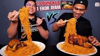 AKHIRNYA LOMBA MAKAN LAWAN @maxantimage,10 BUNGKUS INDOMIE GORENG  AYAM GEPREK + 1 EKOR AYAM