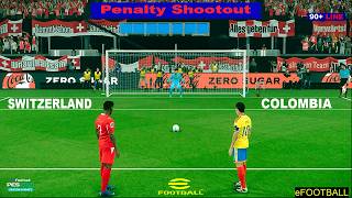 eFootball 2021 SWITZERLAND vs COLOMBIA. Video Game Simulation - Penalty Shootout.