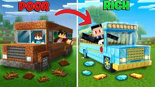 From POOR to MILLIONAIRE Bus in Minecraft!